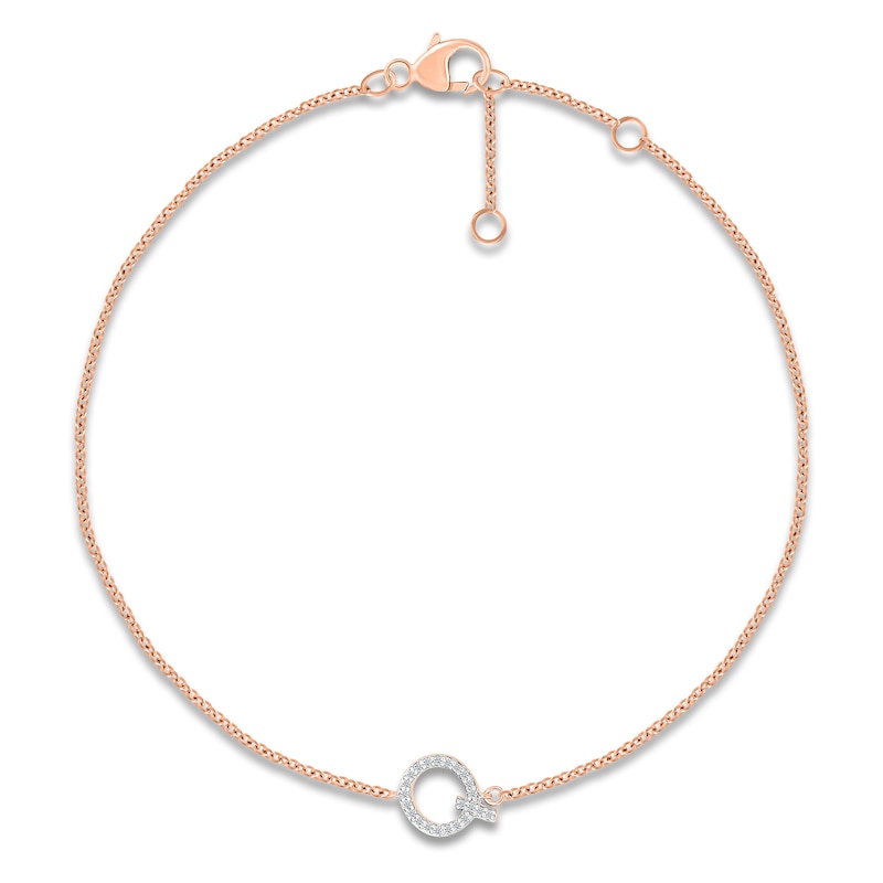 Main Image 1 of Diamond Initial Q Bracelet 1/15 ct tw 10K Rose Gold 7.5"