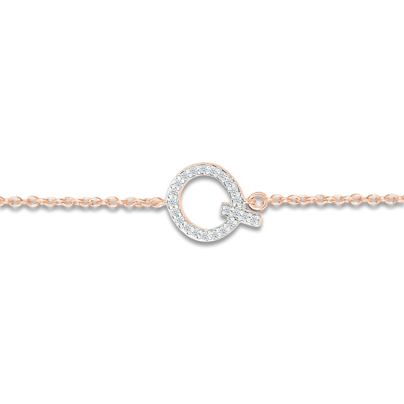 Main Image 2 of Diamond Initial Q Bracelet 1/15 ct tw 10K Rose Gold 7.5"