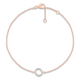 Diamond Initial O Bracelet 1/15 ct tw 10K Rose Gold 7.5"