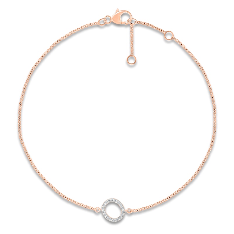 Main Image 1 of Diamond Initial O Bracelet 1/15 ct tw 10K Rose Gold 7.5"