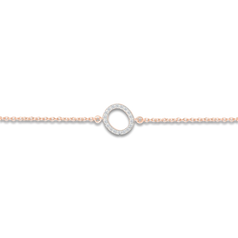 Main Image 2 of Diamond Initial O Bracelet 1/15 ct tw 10K Rose Gold 7.5"