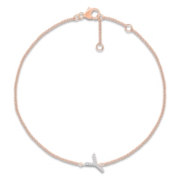 Diamond Initial Y Bracelet 1/20 ct tw 10K Rose Gold 7.5"