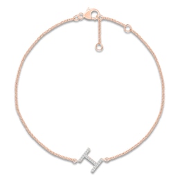 Diamond Initial I Bracelet 1/15 ct tw 10K Rose Gold 7.5"