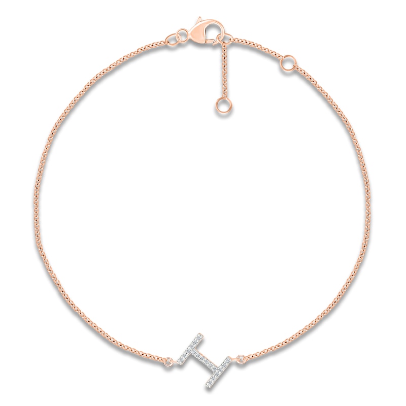 Main Image 1 of Diamond Initial I Bracelet 1/15 ct tw 10K Rose Gold 7.5"