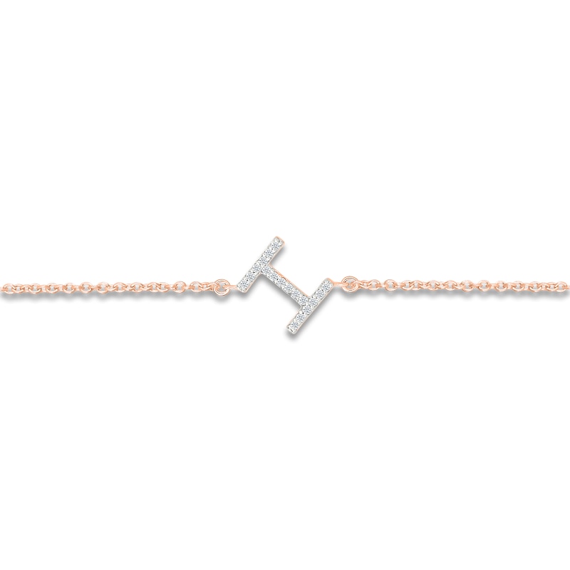 Main Image 2 of Diamond Initial I Bracelet 1/15 ct tw 10K Rose Gold 7.5"