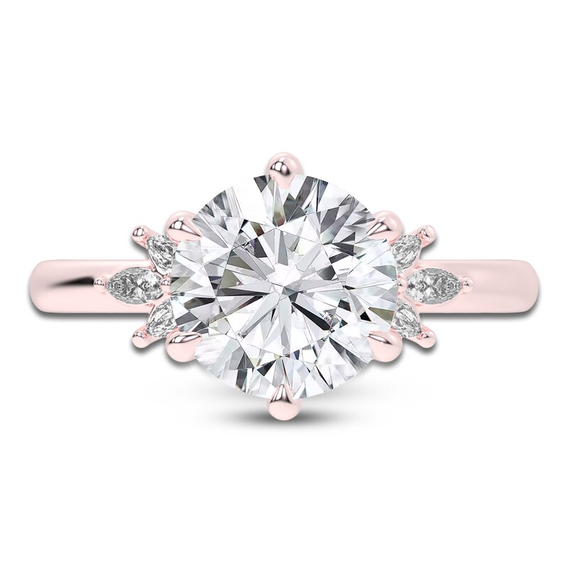 Main Image 3 of Created By Jared Studio Lab-Grown Round-Cut Diamond Floral Engagement Ring 3-1/5 ct tw 14K Rose Gold