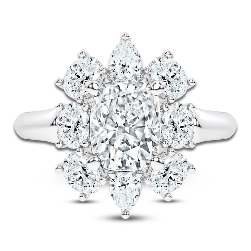 Main Image 3 of Created By Jared Studio Lab-Grown Cushion-Cut Diamond Halo Engagement Ring 3-3/8 ct tw 14K White Gold