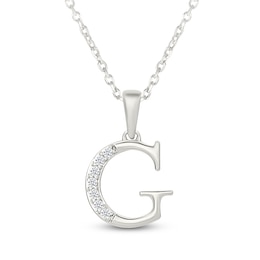 Diamond Initial G Necklace 1/20 ct tw 10K White Gold 18"