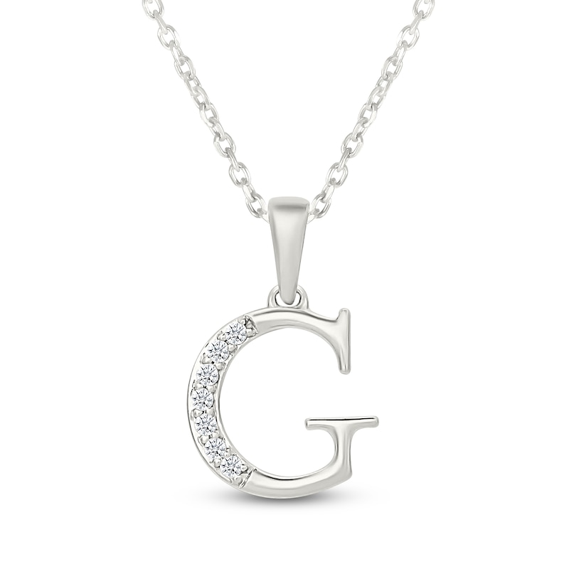 Main Image 1 of Diamond Initial G Necklace 1/20 ct tw 10K White Gold 18"