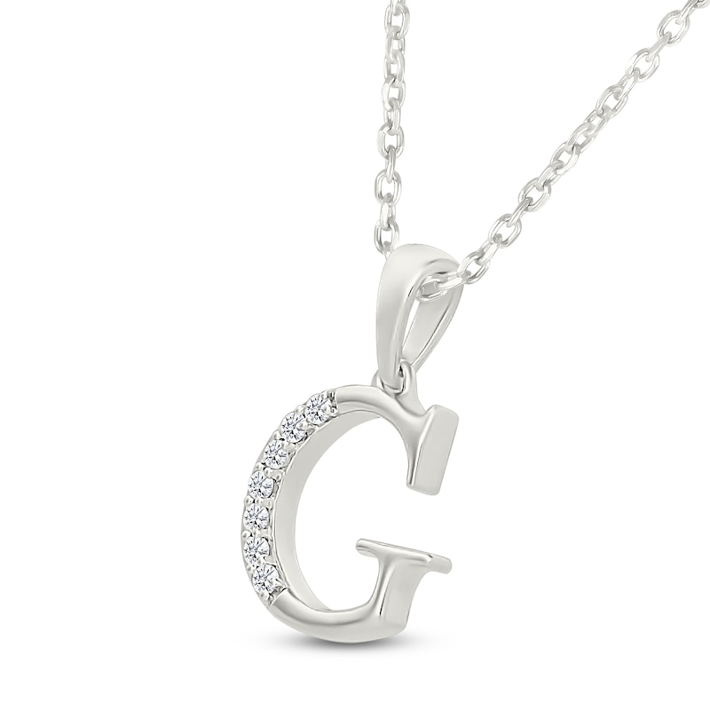Main Image 2 of Diamond Initial G Necklace 1/20 ct tw 10K White Gold 18"