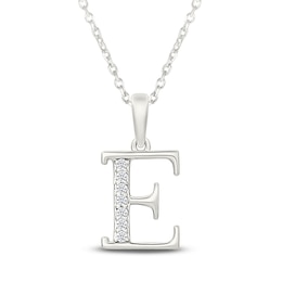 Diamond Initial E Necklace 1/20 ct tw 10K White Gold 18"