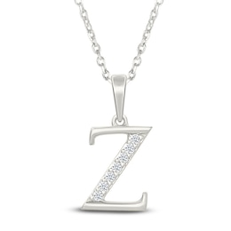 Diamond Initial Z Necklace 1/20 ct tw 10K White Gold 18"