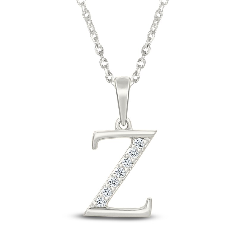 Main Image 1 of Diamond Initial Z Necklace 1/20 ct tw 10K White Gold 18"