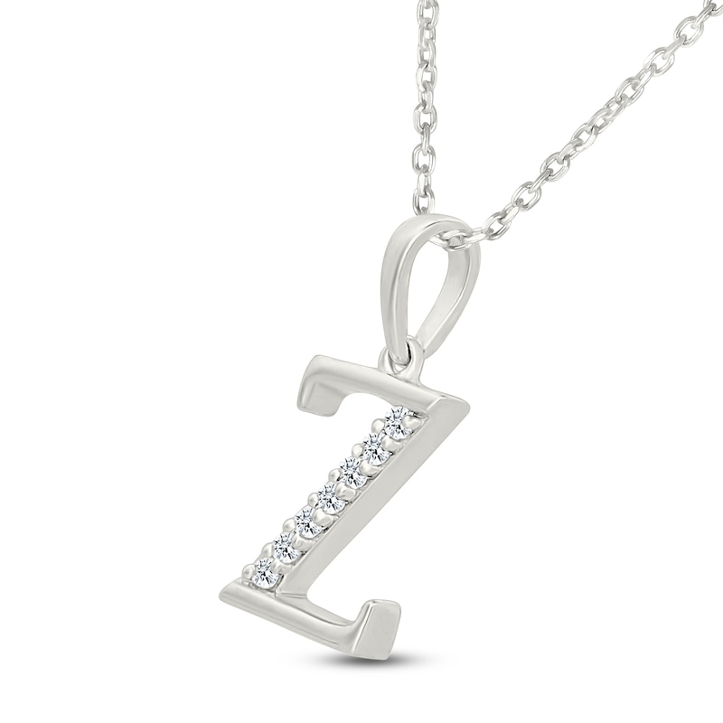 Main Image 2 of Diamond Initial Z Necklace 1/20 ct tw 10K White Gold 18"