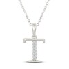 Thumbnail Image 1 of Diamond Initial T Necklace 1/20 ct tw 10K White Gold 18"