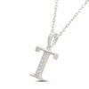Thumbnail Image 2 of Diamond Initial T Necklace 1/20 ct tw 10K White Gold 18"