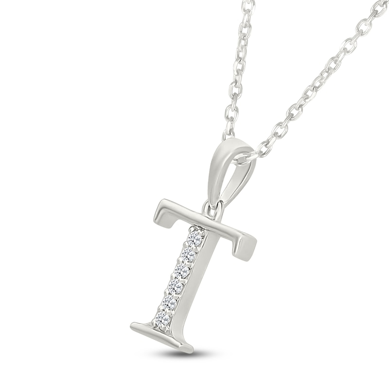 Main Image 2 of Diamond Initial T Necklace 1/20 ct tw 10K White Gold 18"