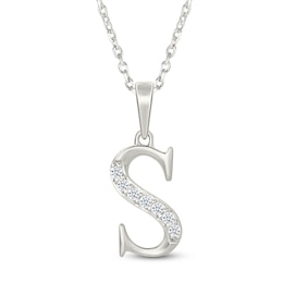 Diamond Initial S Necklace 1/20 ct tw 10K White Gold 18"