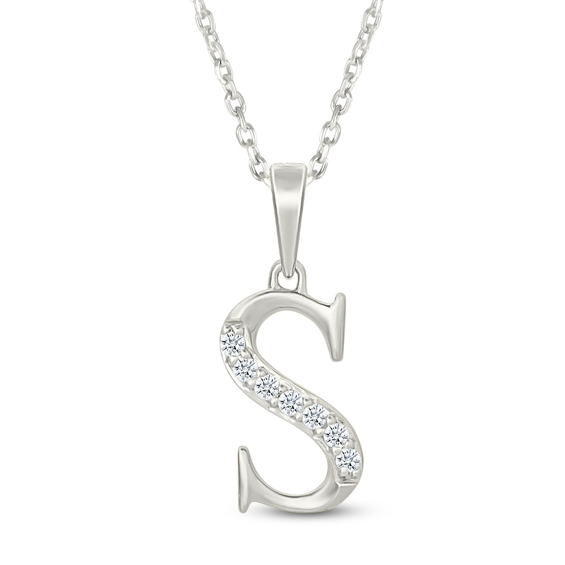 Main Image 1 of Diamond Initial S Necklace 1/20 ct tw 10K White Gold 18"