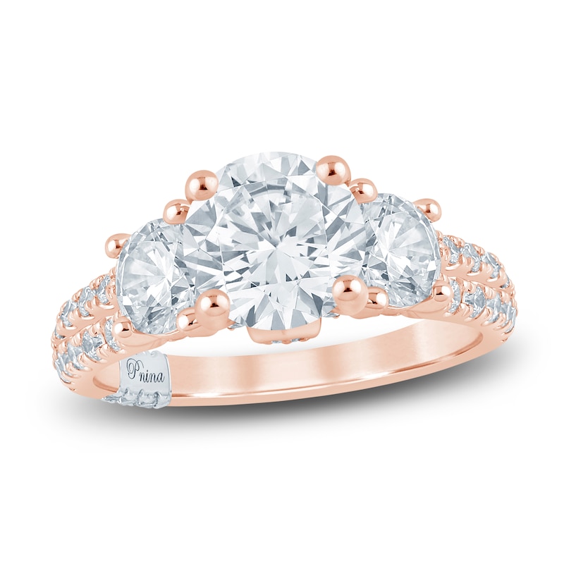 Main Image 1 of Pnina Tornai Couture Round-Cut Diamond Three-Stone Engagement Ring 3 ct tw 18K Rose Gold