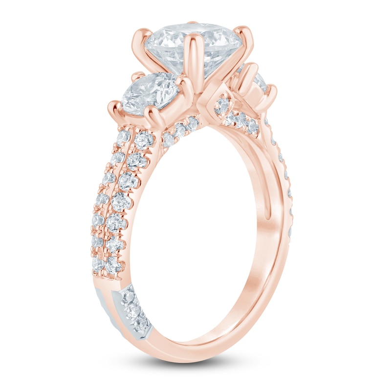 Main Image 2 of Pnina Tornai Couture Round-Cut Diamond Three-Stone Engagement Ring 3 ct tw 18K Rose Gold