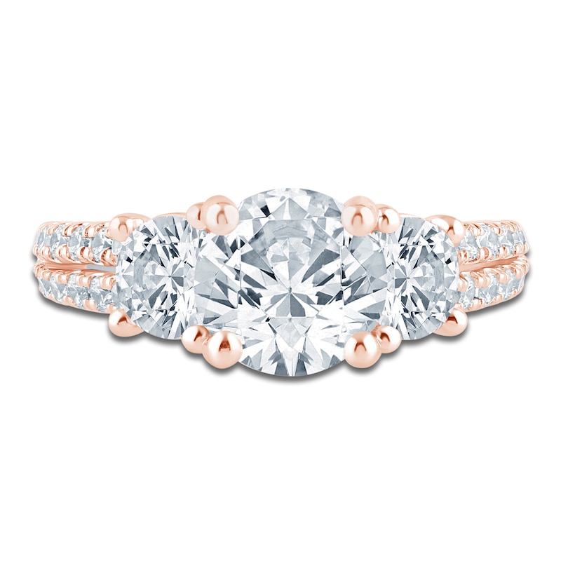 Main Image 3 of Pnina Tornai Couture Round-Cut Diamond Three-Stone Engagement Ring 3 ct tw 18K Rose Gold