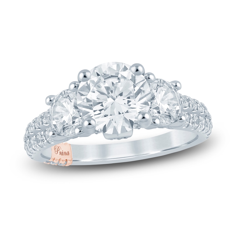 Main Image 1 of Pnina Tornai Couture Round-Cut Diamond Three-Stone Engagement Ring 3 ct tw 18K White Gold