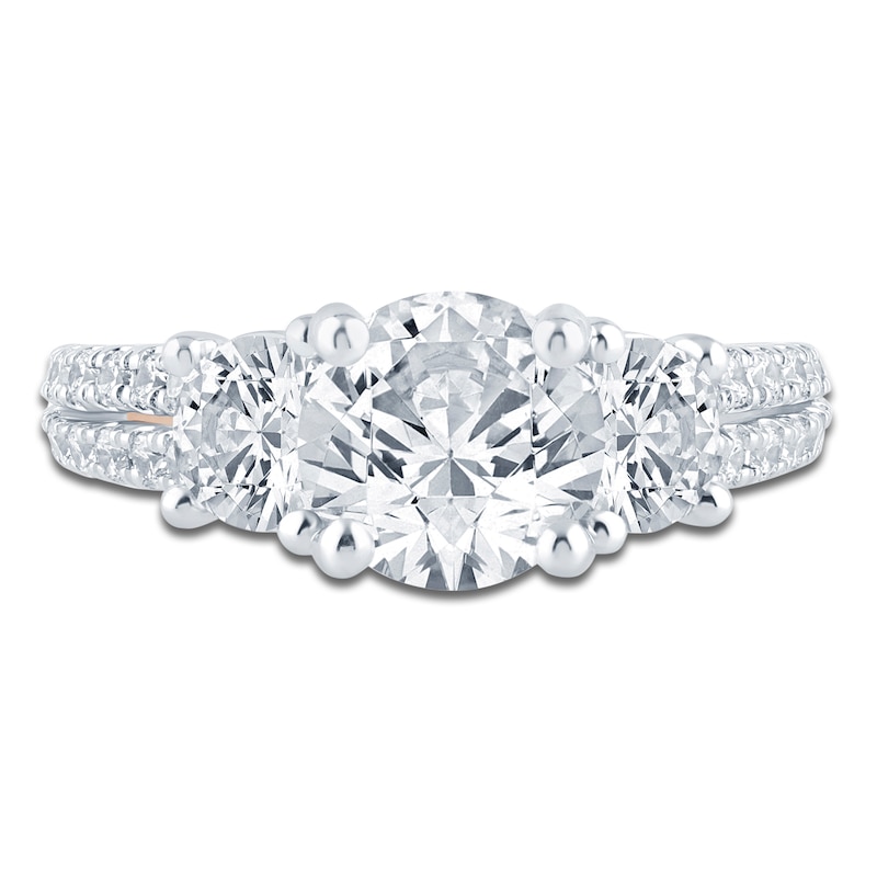 Main Image 3 of Pnina Tornai Couture Round-Cut Diamond Three-Stone Engagement Ring 3 ct tw 18K White Gold