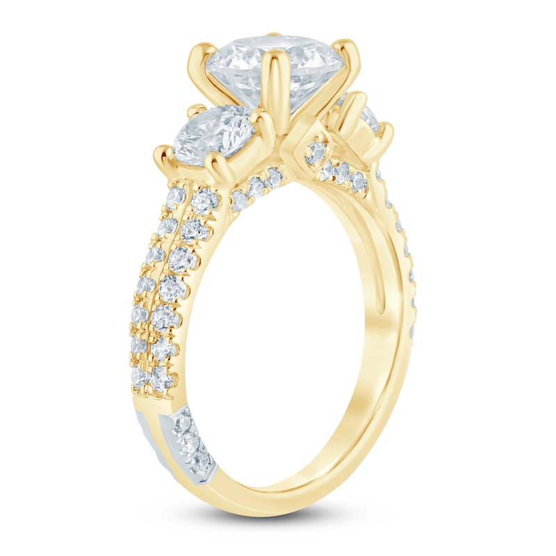 Main Image 2 of Pnina Tornai Couture Round-Cut Diamond Three-Stone Engagement Ring 3 ct tw 18K Yellow Gold