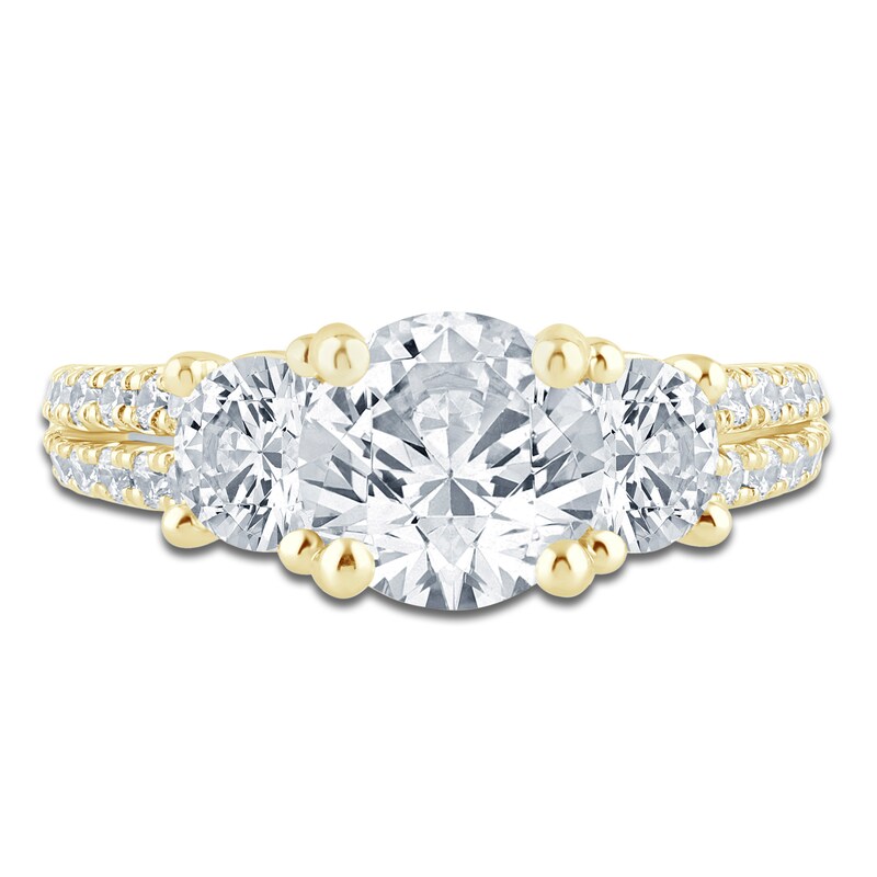 Main Image 3 of Pnina Tornai Couture Round-Cut Diamond Three-Stone Engagement Ring 3 ct tw 18K Yellow Gold