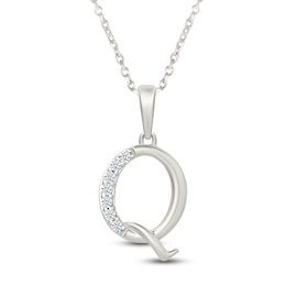Diamond Initial Q Necklace 1/20 ct tw 10K White Gold 18"