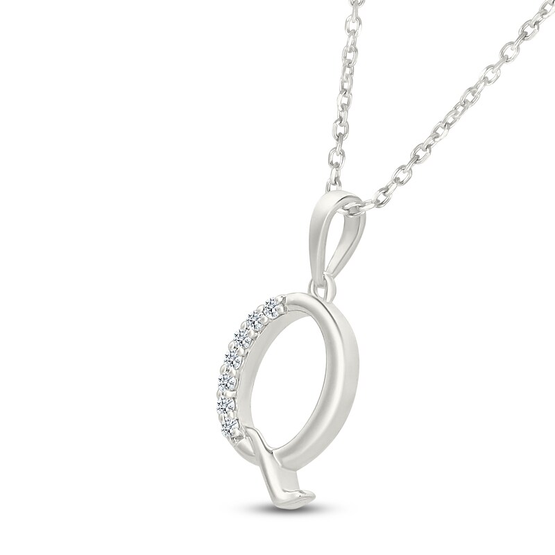 Main Image 2 of Diamond Initial Q Necklace 1/20 ct tw 10K White Gold 18"