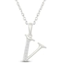 Thumbnail Image 1 of Diamond Initial V Necklace 1/20 ct tw 10K White Gold 18"