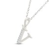 Thumbnail Image 2 of Diamond Initial V Necklace 1/20 ct tw 10K White Gold 18"