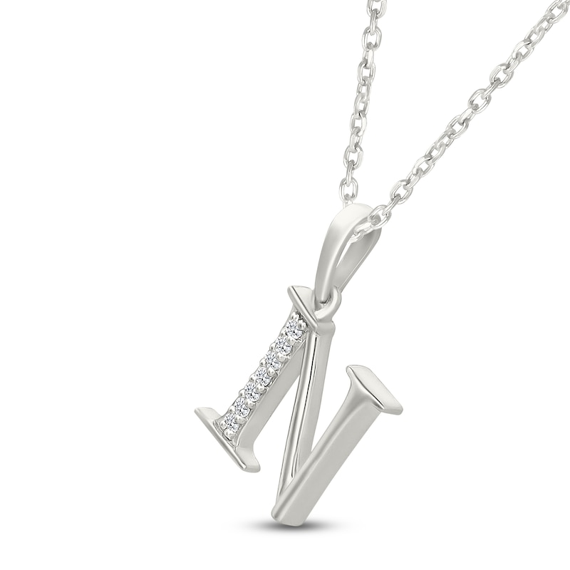 Main Image 2 of Diamond Initial N Necklace 1/20 ct tw 10K White Gold 18"