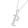 Thumbnail Image 2 of Diamond Initial P Necklace 1/20 ct tw 10K White Gold 18"