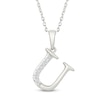 Thumbnail Image 1 of Diamond Initial U Necklace 1/20 ct tw 10K White Gold 18"