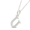 Thumbnail Image 2 of Diamond Initial U Necklace 1/20 ct tw 10K White Gold 18"
