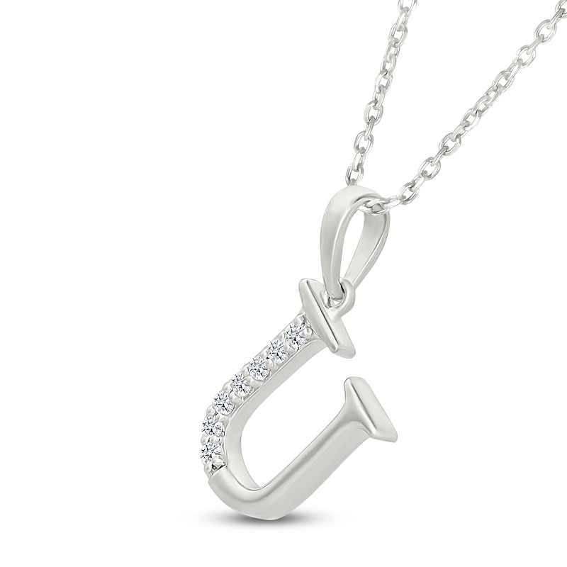 Main Image 2 of Diamond Initial U Necklace 1/20 ct tw 10K White Gold 18"