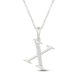 Diamond Initial X Necklace 1/20 ct tw 10K White Gold 18"