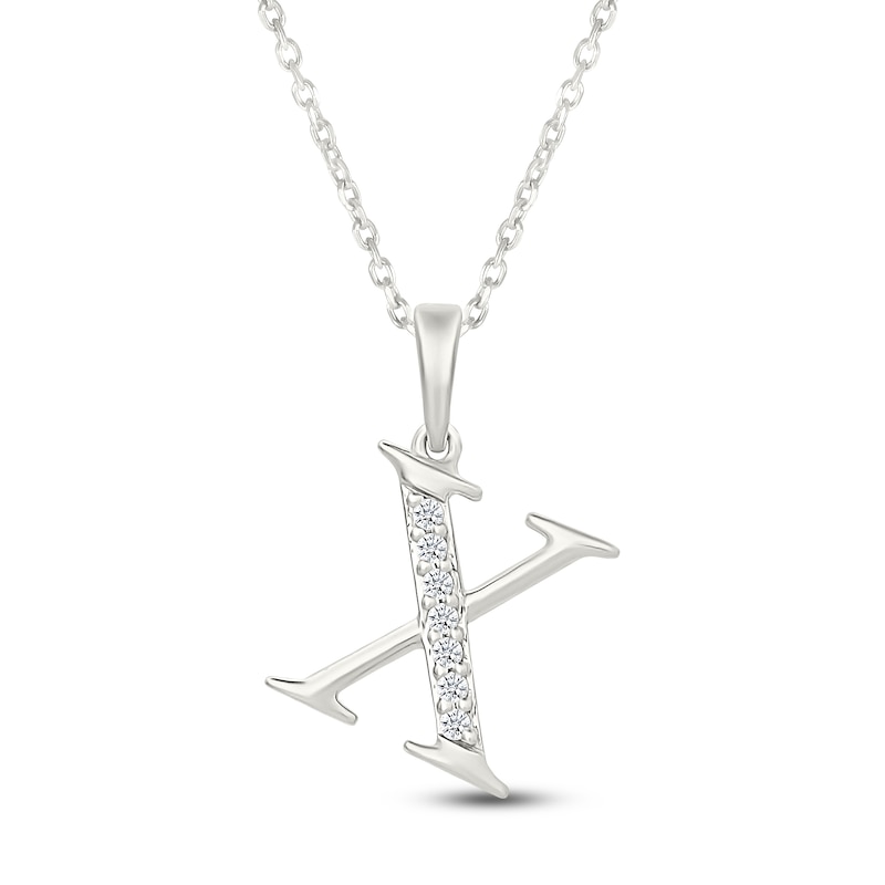 Main Image 1 of Diamond Initial X Necklace 1/20 ct tw 10K White Gold 18"