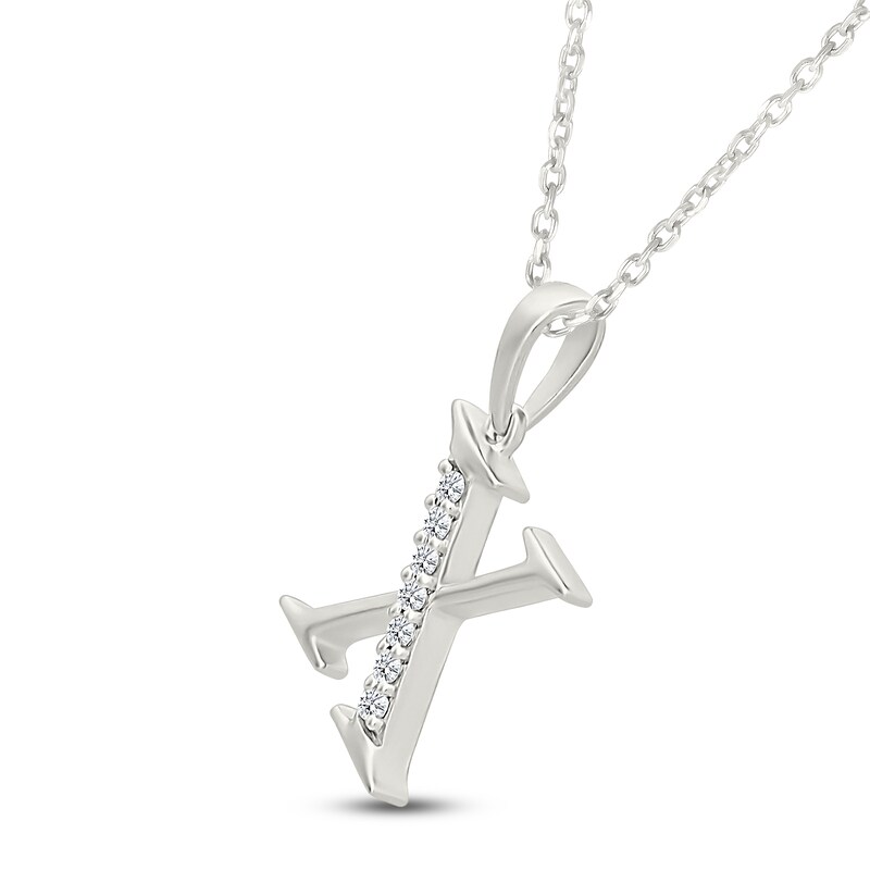 Main Image 2 of Diamond Initial X Necklace 1/20 ct tw 10K White Gold 18"