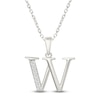 Thumbnail Image 1 of Diamond Initial W Necklace 1/20 ct tw 10K White Gold 18"