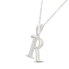 Thumbnail Image 2 of Diamond Initial R Necklace 1/20 ct tw 10K White Gold 18"