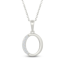 Diamond Initial O Necklace 1/20 ct tw 10K White Gold 18"