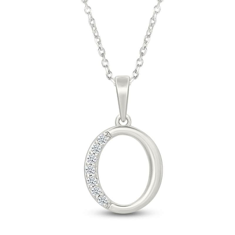 Main Image 1 of Diamond Initial O Necklace 1/20 ct tw 10K White Gold 18"