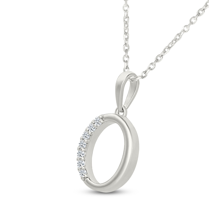 Main Image 2 of Diamond Initial O Necklace 1/20 ct tw 10K White Gold 18"