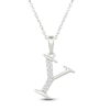 Thumbnail Image 1 of Diamond Initial Y Necklace 1/20 ct tw 10K White Gold 18"