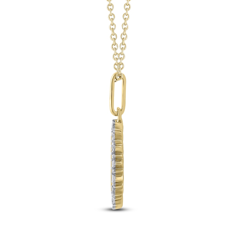 Main Image 3 of Diamond Paw Print Medallion Necklace 1/4 ct tw 10K Yellow Gold 18"