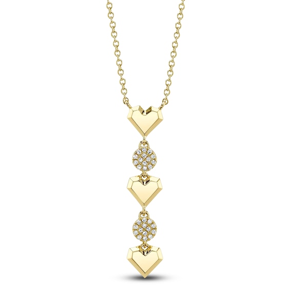 Shy Creation Diamond Circle & Heart Drop Necklace 1/20 ct tw 14K Yellow Gold SC55027113